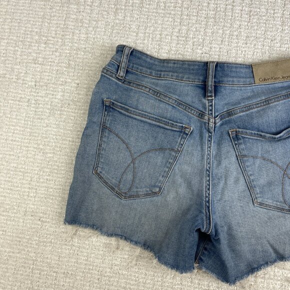 Calvin Klein Summer Jean Shorts Womens Size 25 Light Blue Distressed Cut Off - Picture 12 of 14